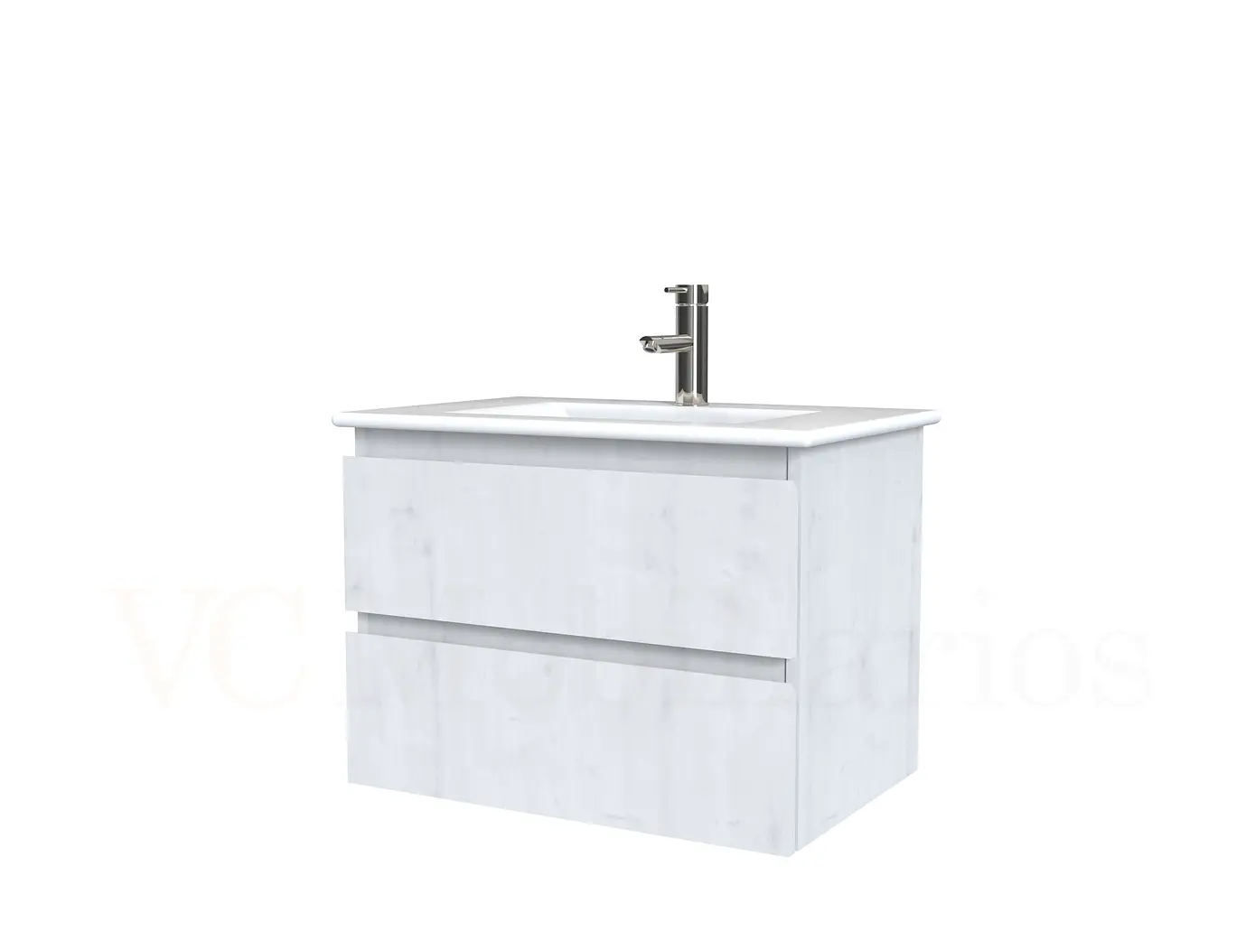 Mueble vanitorio aereo con cubierta de loza de 60 cm  /  M3-601-A / Alaska 1