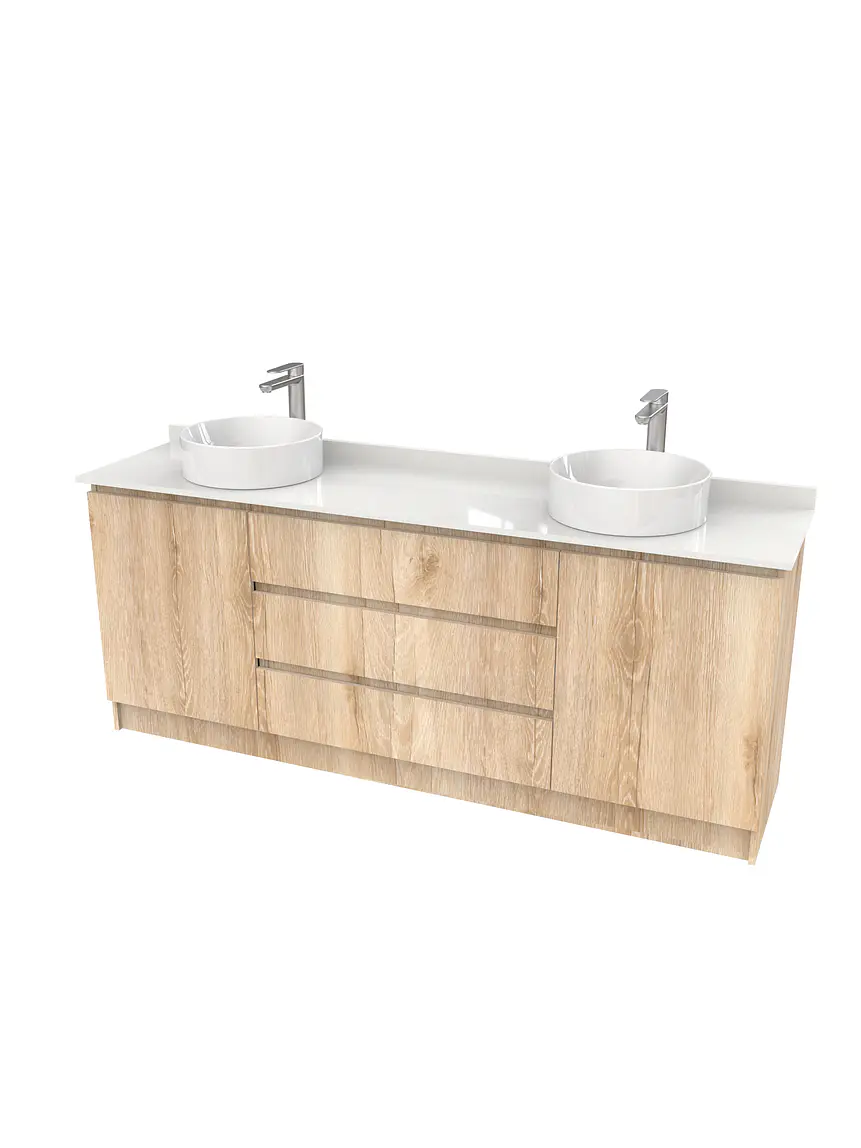 Mueble vanitorio al piso doble para lavamanos de sobreponer de 190cm /  M2-1938-DP / Cava 1