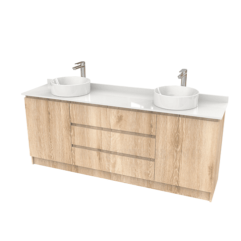 Mueble vanitorio al piso doble para lavamanos de sobreponer de 190cm /  M2-1938-DP / Cava