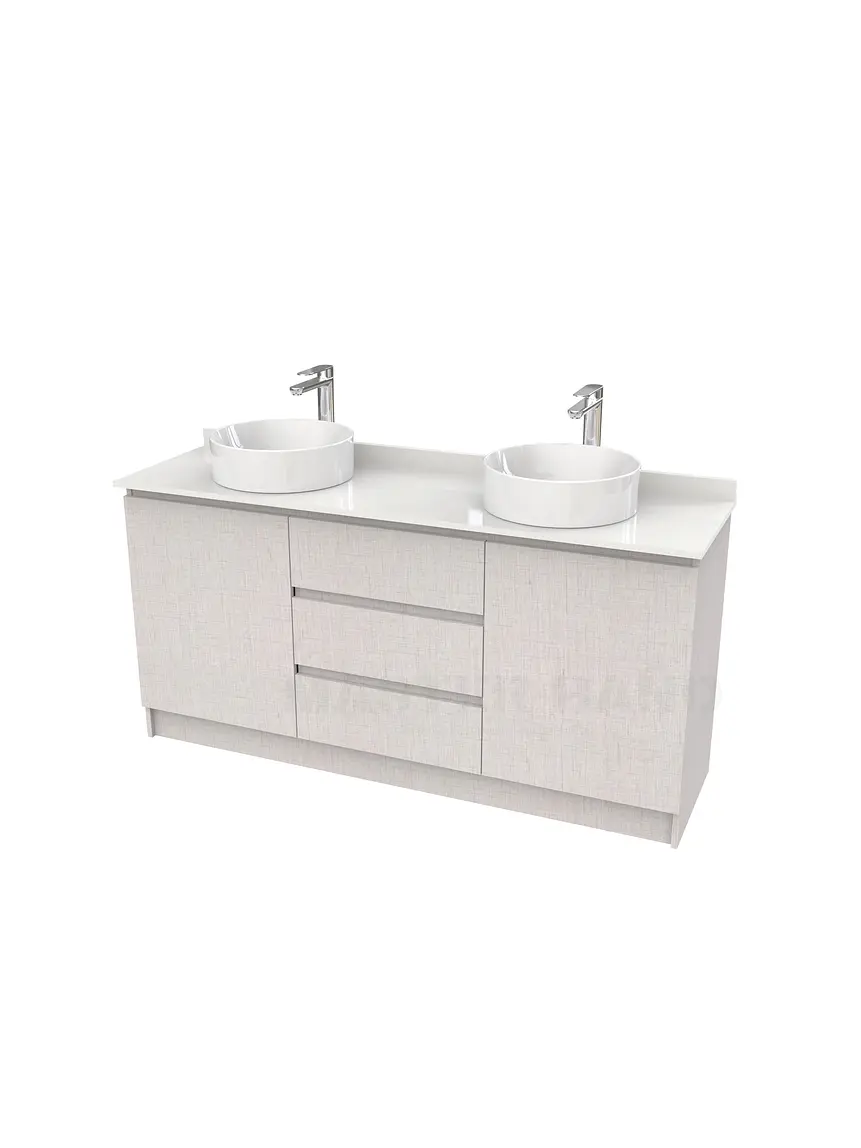 Mueble vanitorio al piso doble para lavamanos de sobreponer de 150cm /  M2-1538-DP / Giorno 1