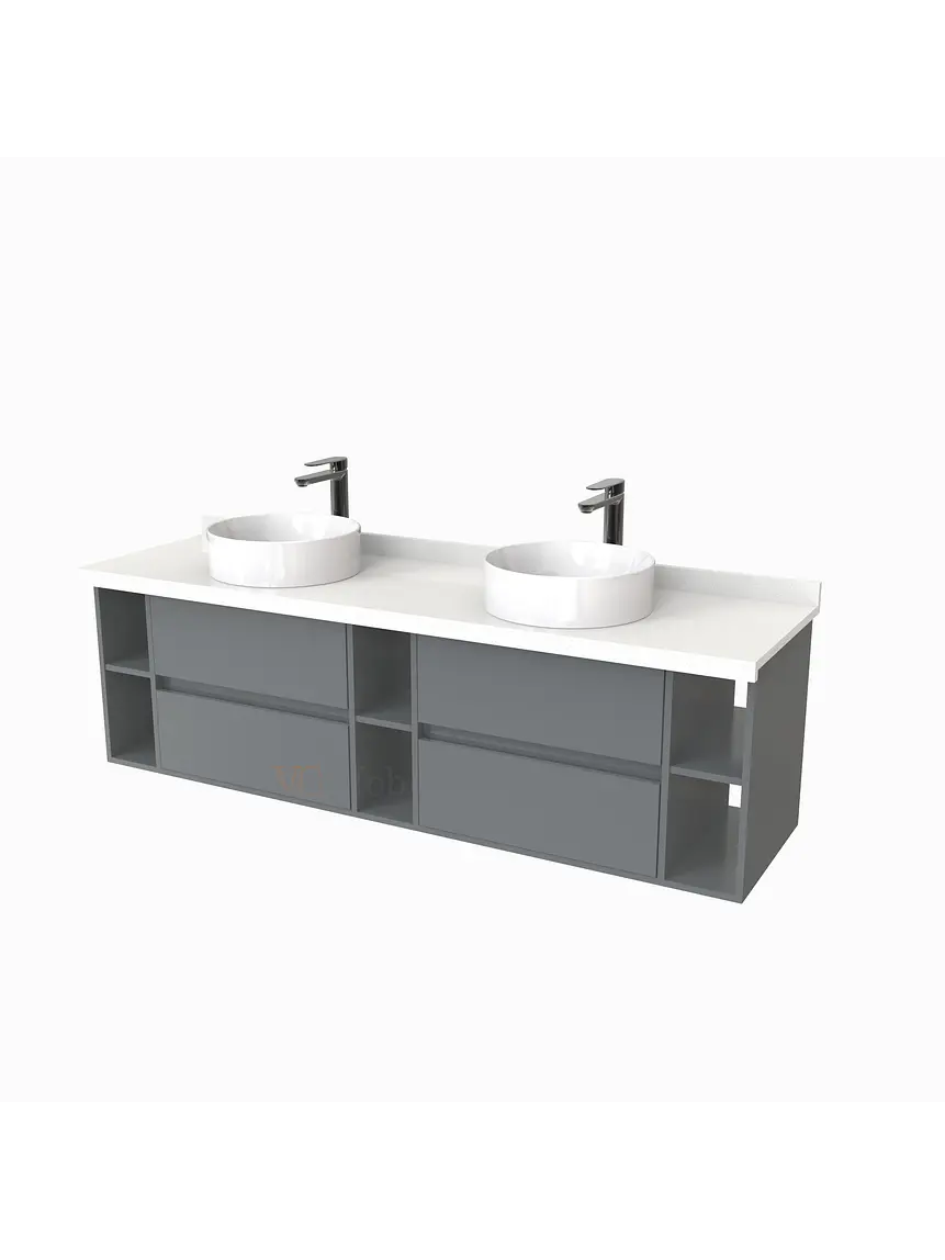 Mueble Vanitorio  para lavamanos sobreponer Doble de 170 cm M5-1730-SPA / Grafito 1
