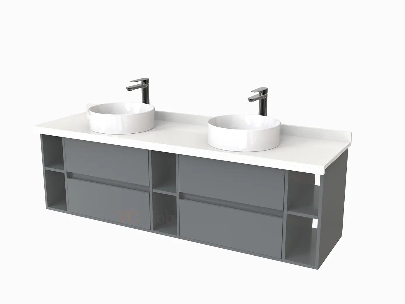 Mueble Vanitorio  para lavamanos sobreponer Doble de 170 cm M5-1730-SPA / Grafito 1