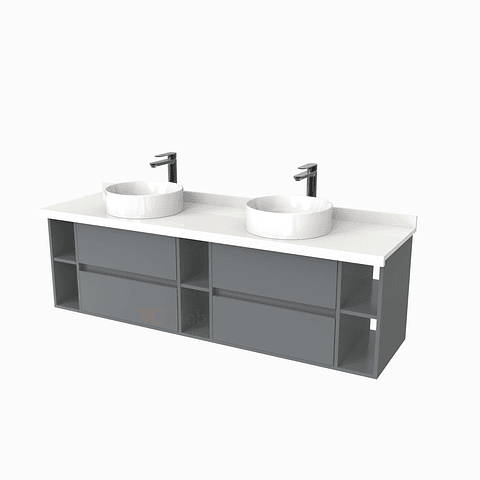 Mueble Vanitorio  para lavamanos sobreponer Doble de 170 cm M5-1730-SPA / Grafito