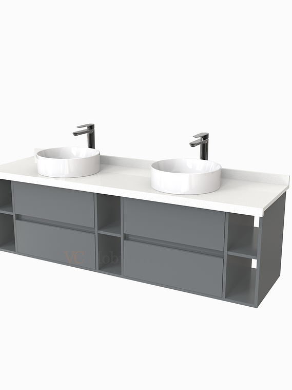 Mueble Vanitorio  para lavamanos sobreponer Doble de 170 cm M5-1730-SPA / Grafito 1