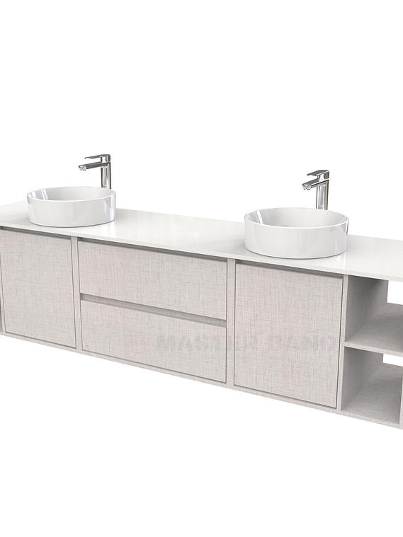 Mueble Vanitorio aereo para lavamanos sobreponer doble  de 200cm / M3-2034 -SPD /Giorno 1