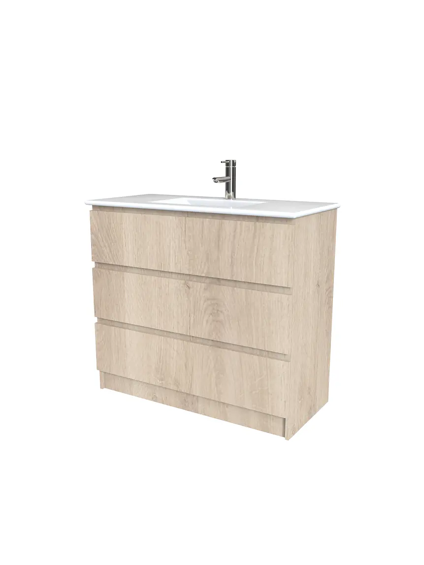 Mueble vanitorio al piso  de 100  cm con cubierta de loza M3-001  / Jerez 1