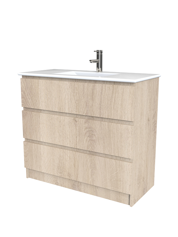 Mueble vanitorio al piso  de 100  cm con cubierta de loza M3-001  / Jerez 1