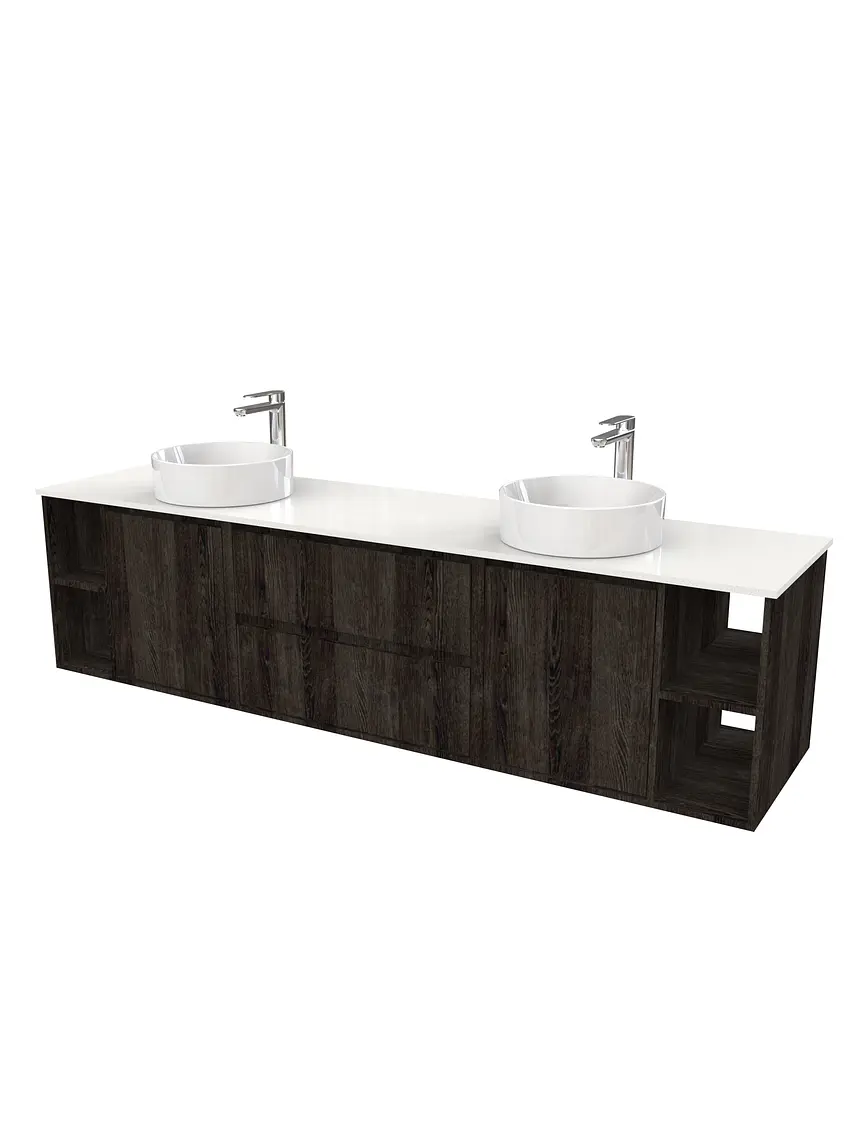 Mueble Vanitorio aereo para lavamanos sobreponer doble  de 200cm / M3-2034 -SPD / Espresso 1