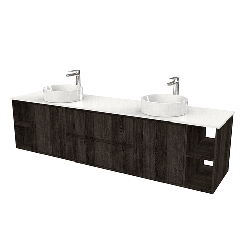 Mueble Vanitorio aereo para lavamanos sobreponer doble  de 200cm / M3-2034 -SPD / Espresso