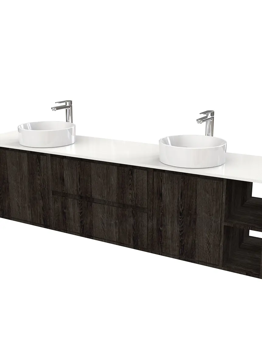 Mueble Vanitorio aereo para lavamanos sobreponer doble  de 200cm / M3-2034 -SPD / Espresso 1