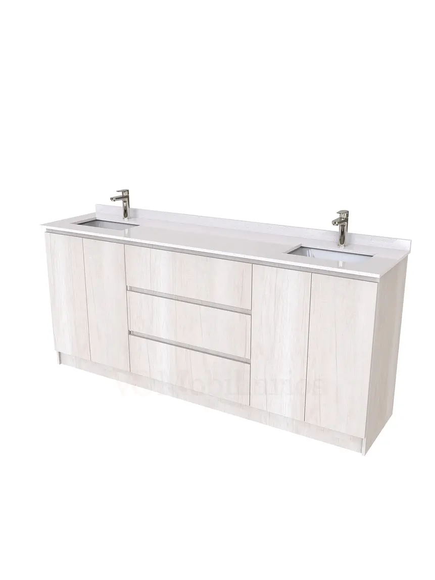 Mueble vanitorio Doble al piso con cubierta de cuarzo  de 200 cm /  M2-2034 -D / Toscana 1