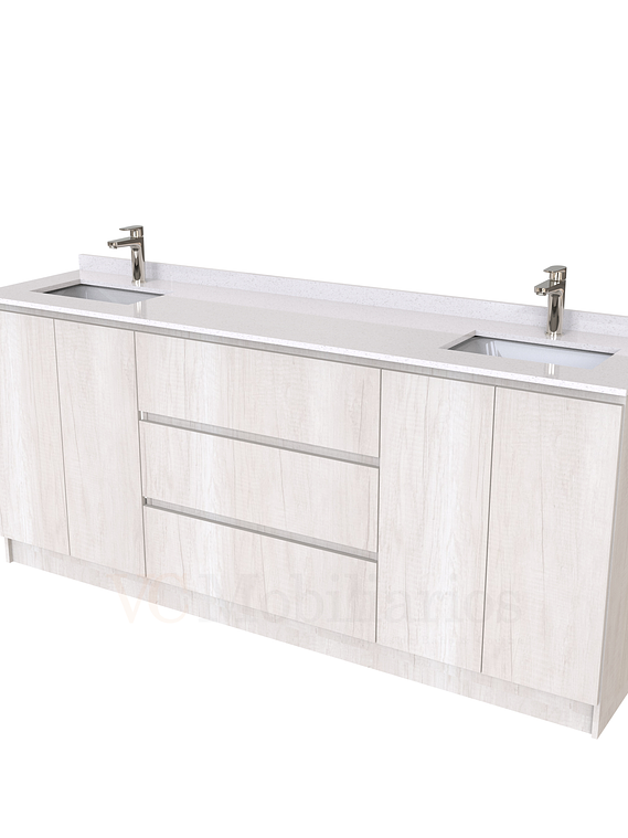 Mueble vanitorio Doble al piso con cubierta de cuarzo  de 200 cm /  M2-2034 -D / Toscana 1