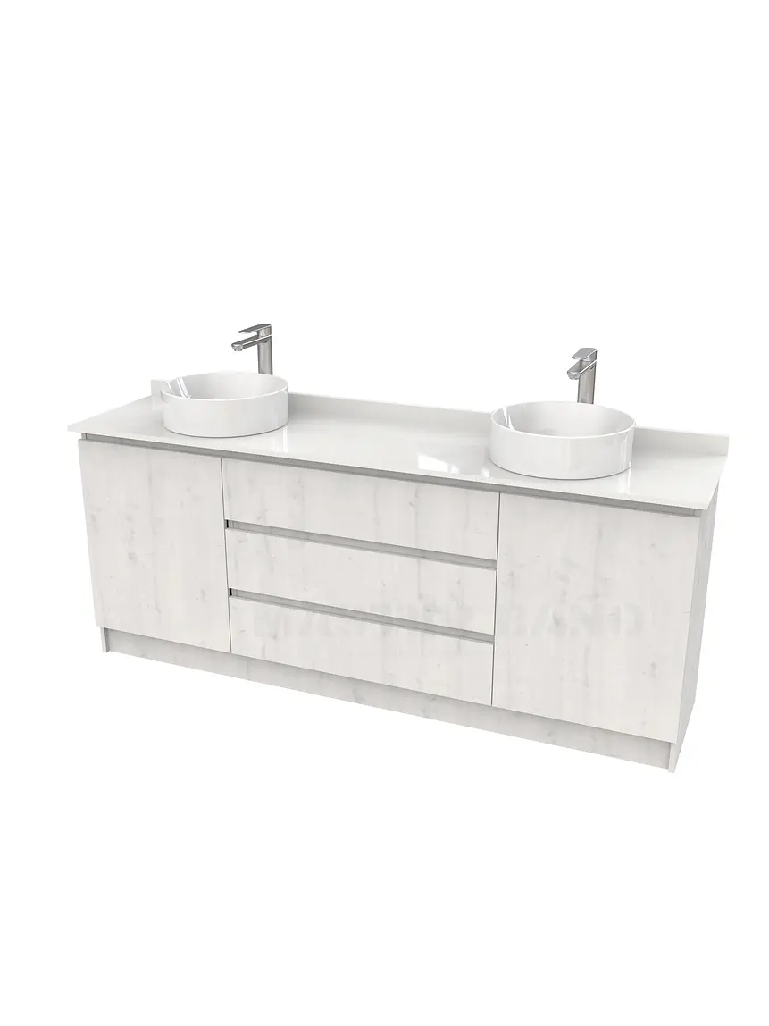 Mueble vanitorio al piso doble para lavamanos de sobreponer de 190cm /  M2-1938-DP / Alaska 1