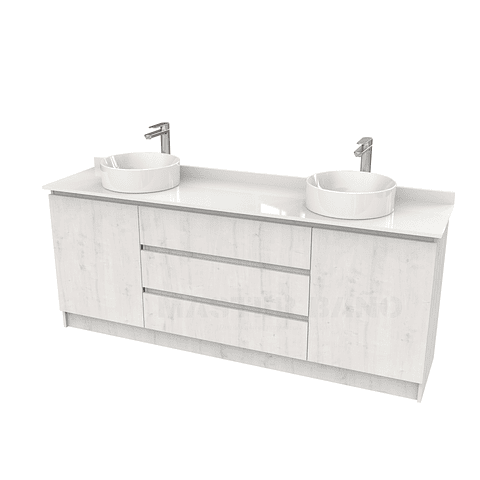 Mueble vanitorio al piso doble para lavamanos de sobreponer de 190cm /  M2-1938-DP / Alaska