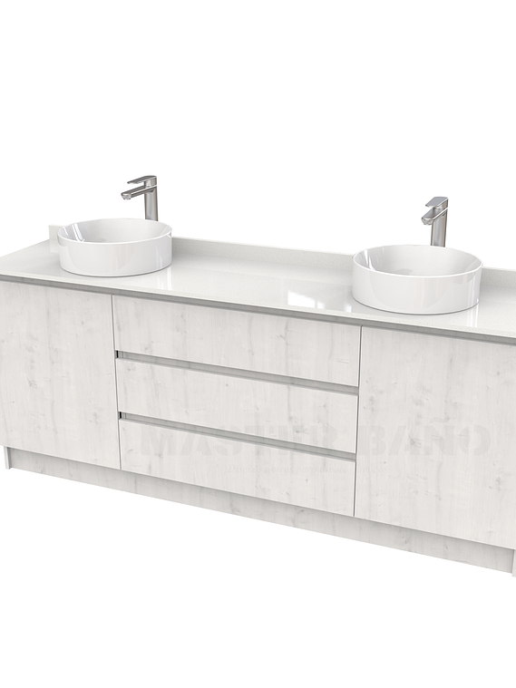 Mueble vanitorio al piso doble para lavamanos de sobreponer de 190cm /  M2-1938-DP / Alaska 1