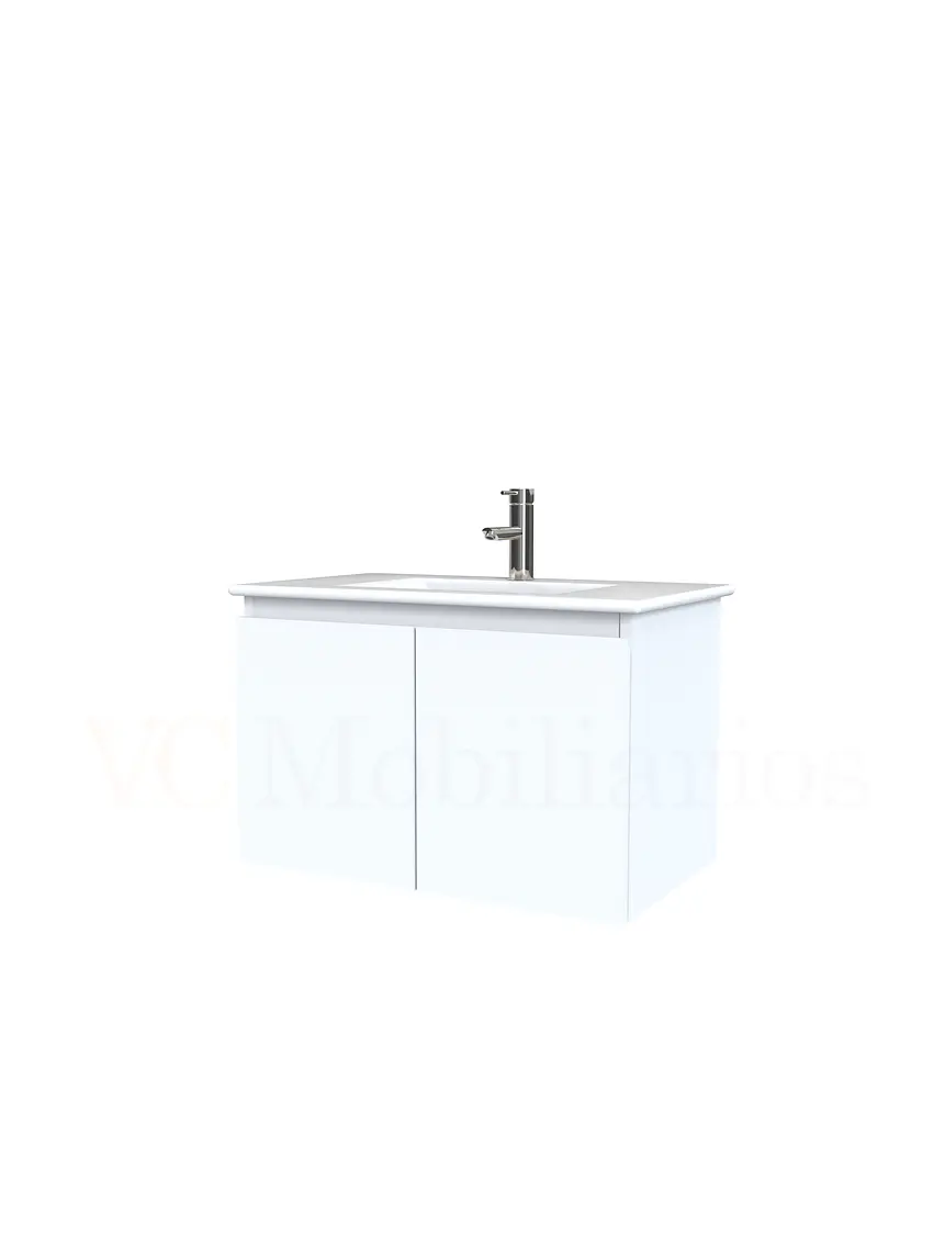 Mueble vanitorio aereo con cubierta de loza de 70 cm  /  M0-701-A / Blanco 1