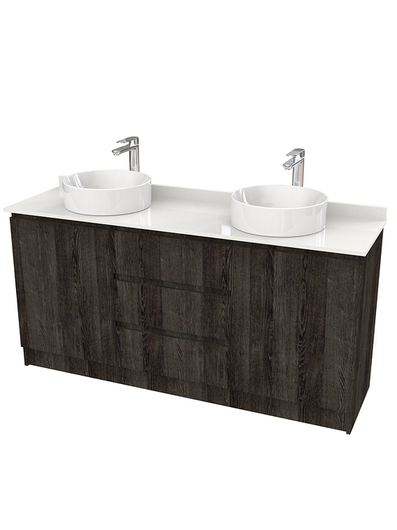 Mueble vanitorio al piso doble para lavamanos de sobreponer de 150cm /  M2-1538-DP / Espresso 1