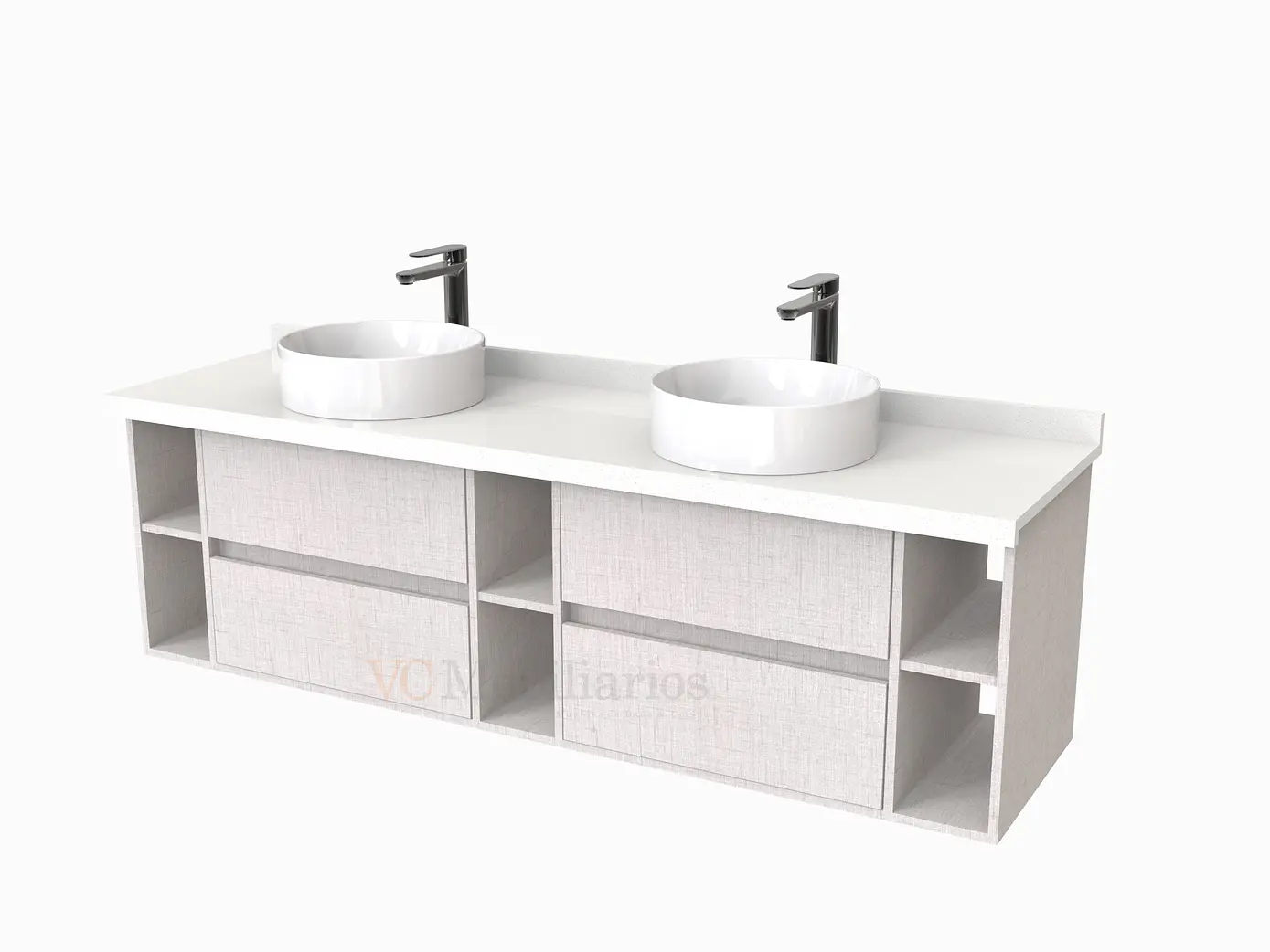 Mueble Vanitorio  para lavamanos sobreponer Doble de 170 cm M5-1730-SPA / Giorno 1
