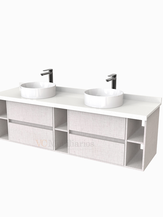 Mueble Vanitorio  para lavamanos sobreponer Doble de 170 cm M5-1730-SPA / Giorno 1