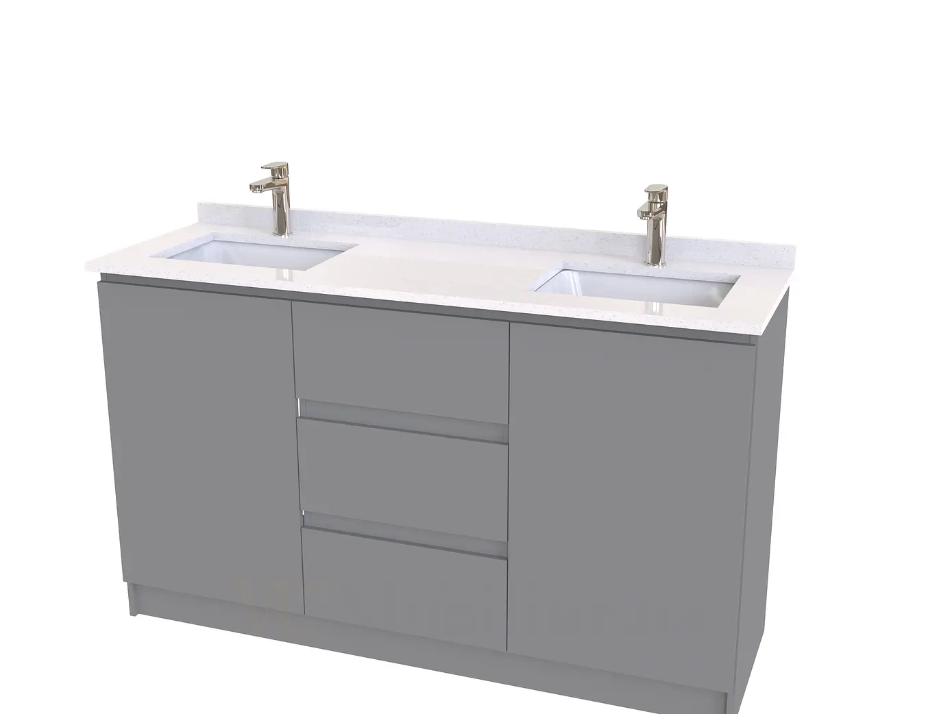 Mueble vanitorio Doble al piso con cubierta de cuarzo  de 140 cm /  M2-1434 -D / Carbon 1