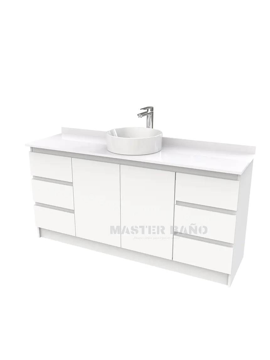 Mueble Vanitorio al piso para lavamanos sobreponer simple de 170 cm M2-1730-SPA / Blanco 1