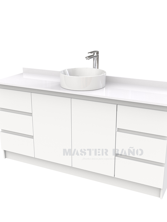 Mueble Vanitorio al piso para lavamanos sobreponer simple de 170 cm M2-1730-SPA / Blanco 1