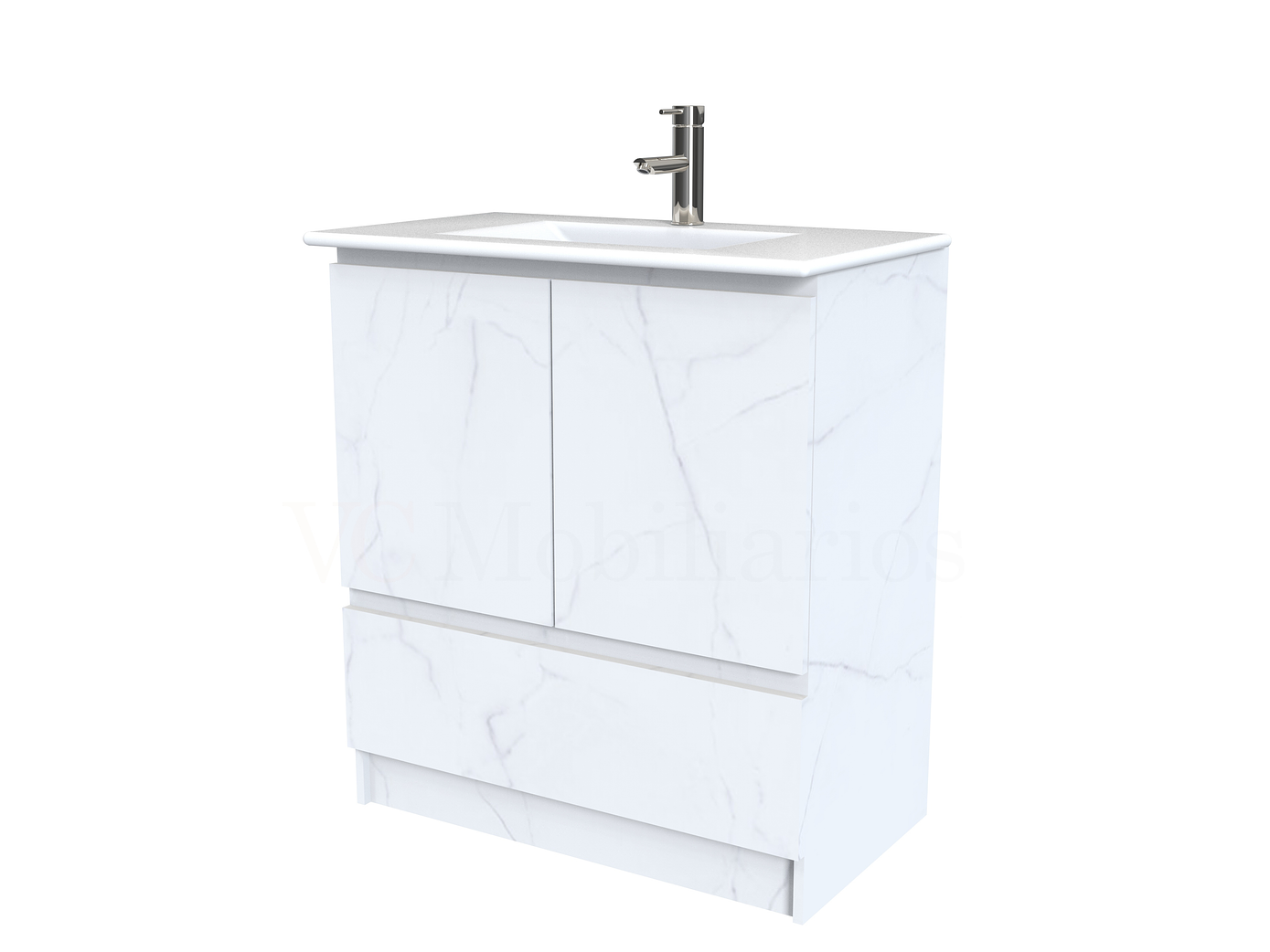 Mueble vanitorio al piso  de 80  cm con cubierta de loza M4-801  / Marmara 1