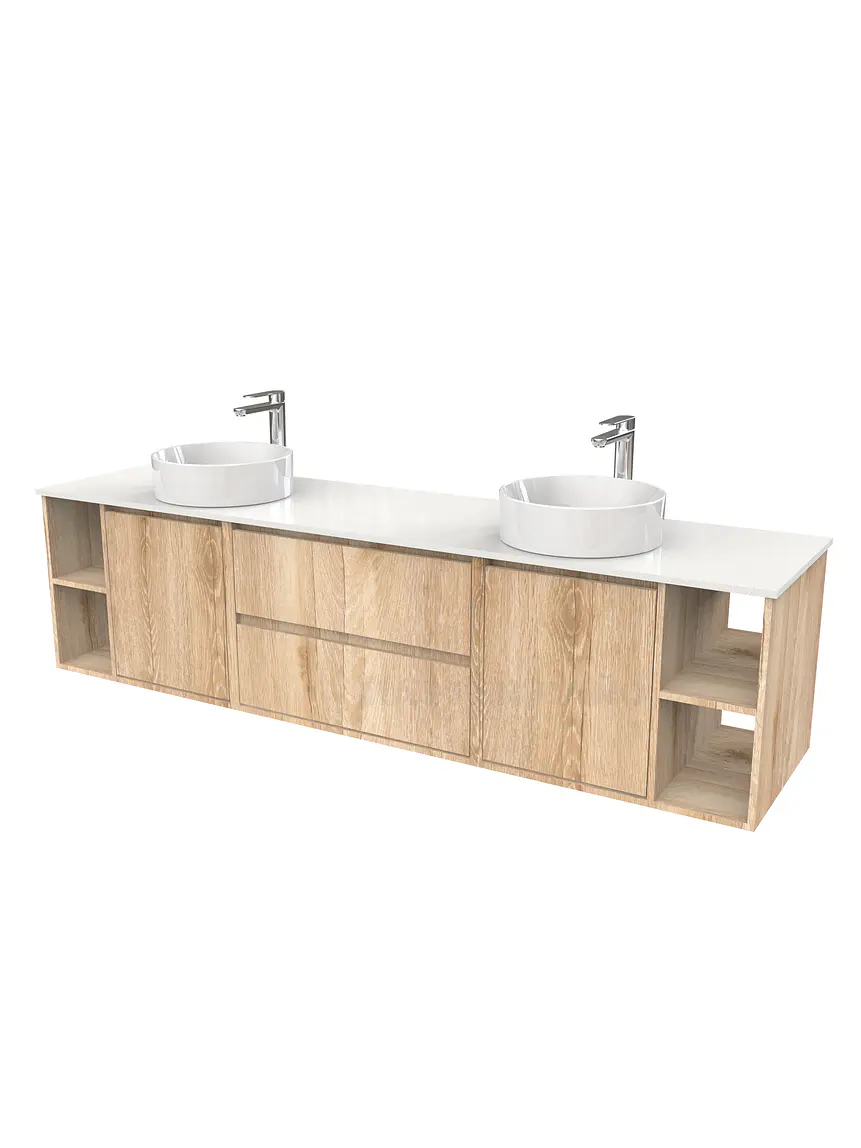 Mueble Vanitorio aereo para lavamanos sobreponer doble  de 200cm / M3-2034 -SPD / Cava 1