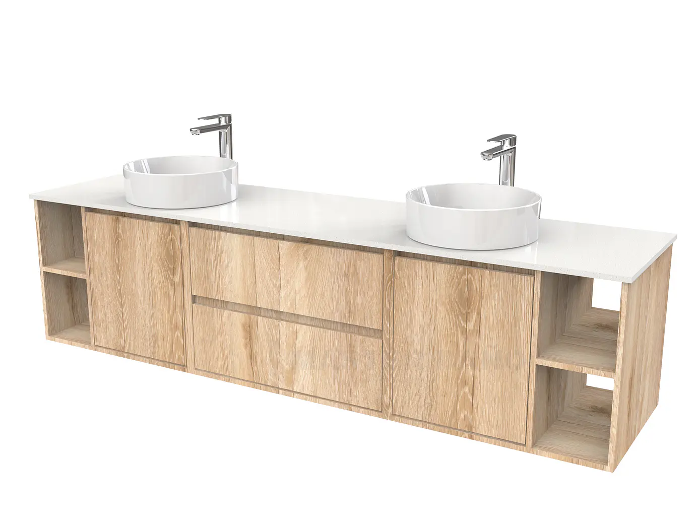 Mueble Vanitorio aereo para lavamanos sobreponer doble  de 200cm / M3-2034 -SPD / Cava 1