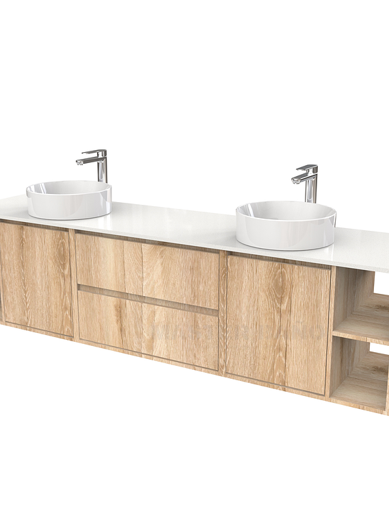 Mueble Vanitorio aereo para lavamanos sobreponer doble  de 200cm / M3-2034 -SPD / Cava 1