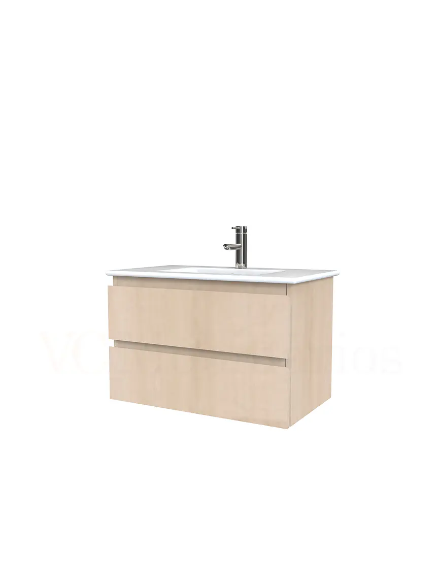 Mueble vanitorio aereo con cubierta de loza de 80 cm / M3-801-A / Rustico 1