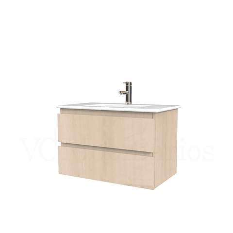 Mueble vanitorio aereo con cubierta de loza de 80 cm / M3-801-A / Rustico