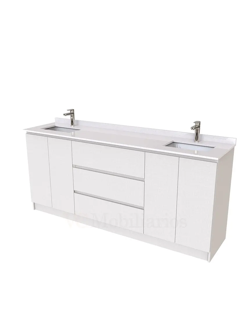 Mueble vanitorio Doble al piso con cubierta de cuarzo  de 200 cm /  M2-2034 -D / Giorno 1