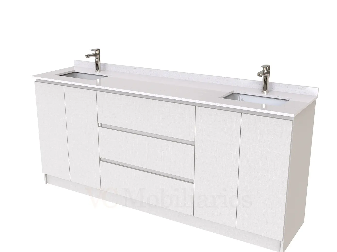 Mueble vanitorio Doble al piso con cubierta de cuarzo  de 200 cm /  M2-2034 -D / Giorno 1