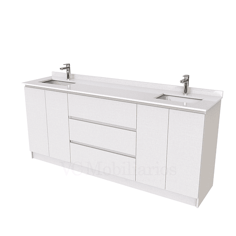 Mueble vanitorio Doble al piso con cubierta de cuarzo  de 200 cm /  M2-2034 -D / Giorno