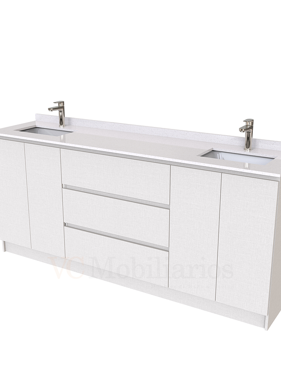 Mueble vanitorio Doble al piso con cubierta de cuarzo  de 200 cm /  M2-2034 -D / Giorno 1