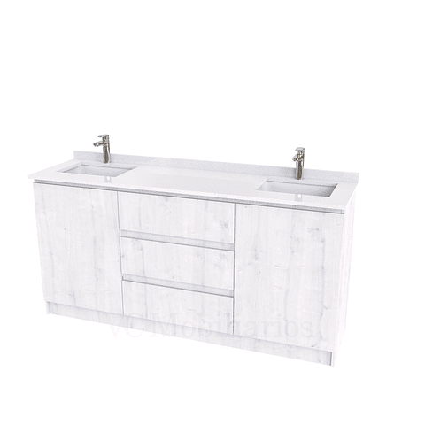 Mueble vanitorio Doble al piso con cubierta de cuarzo  de 190 cm /  M2-1934 -D / Alaska