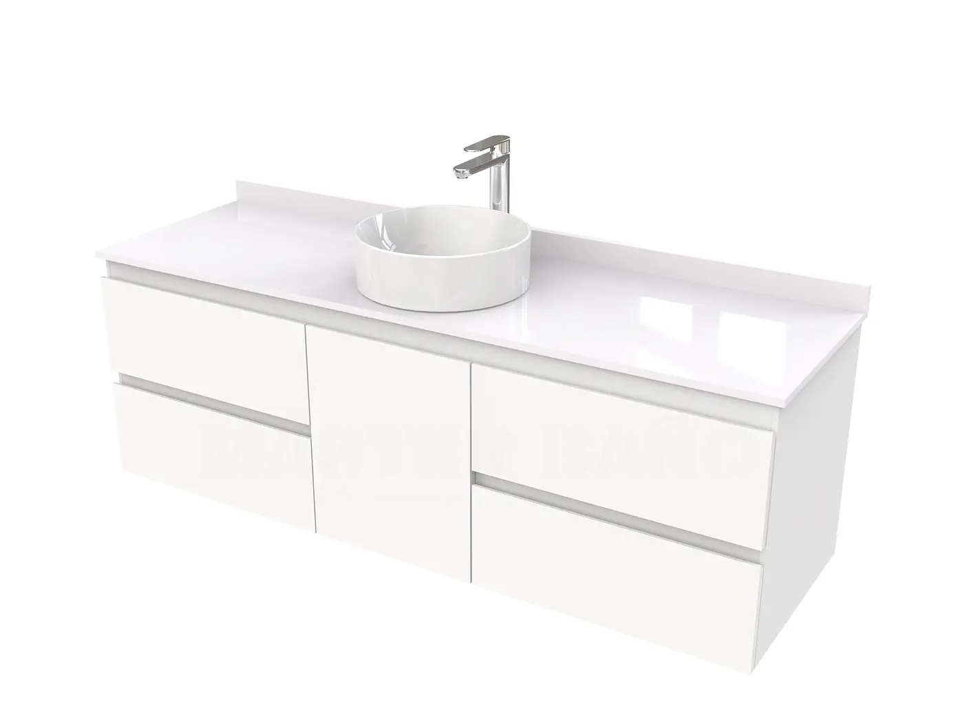 Mueble Vanitorio  aereo para lavamanos sobreponer simple de 140 cm M2-1430-SPA / Blanco 1
