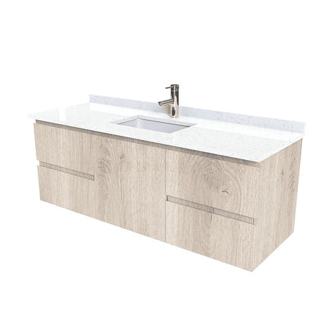 Mueble vanitorio aereo de 150 cm con cubierta de cuarzo / M2-1538-A / Jerez