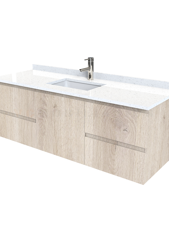 Mueble vanitorio aereo de 150 cm con cubierta de cuarzo / M2-1538-A / Jerez 1