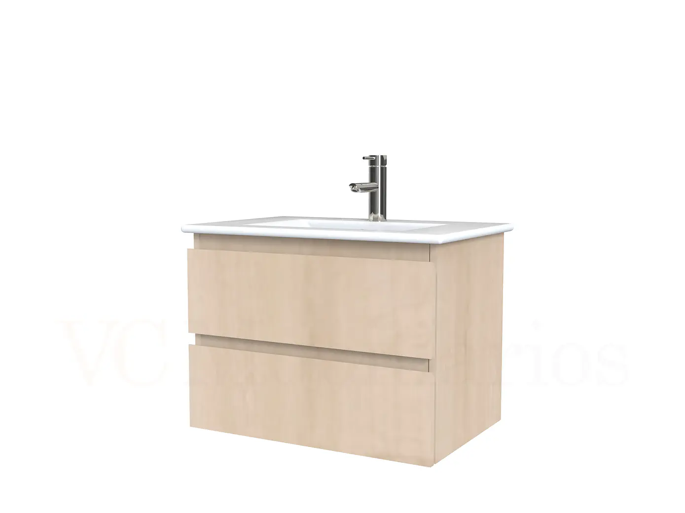 Mueble vanitorio aereo con cubierta de loza de 60 cm  /  M3-601-A / Rustico 1