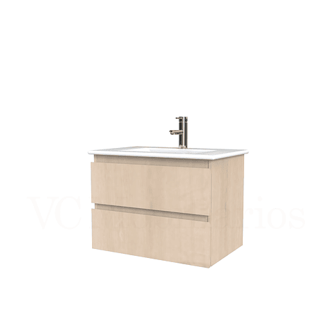 Mueble vanitorio aereo con cubierta de loza de 60 cm  /  M3-601-A / Rustico