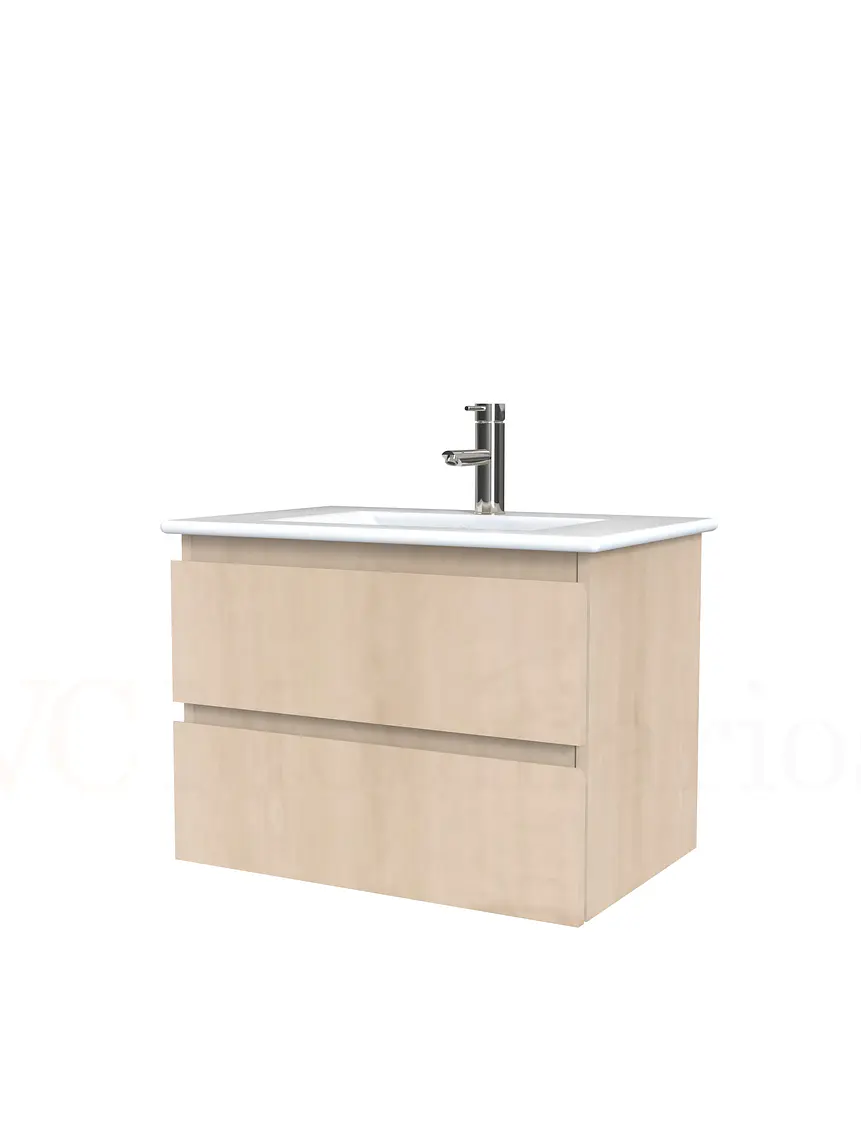 Mueble vanitorio aereo con cubierta de loza de 60 cm  /  M3-601-A / Rustico 1