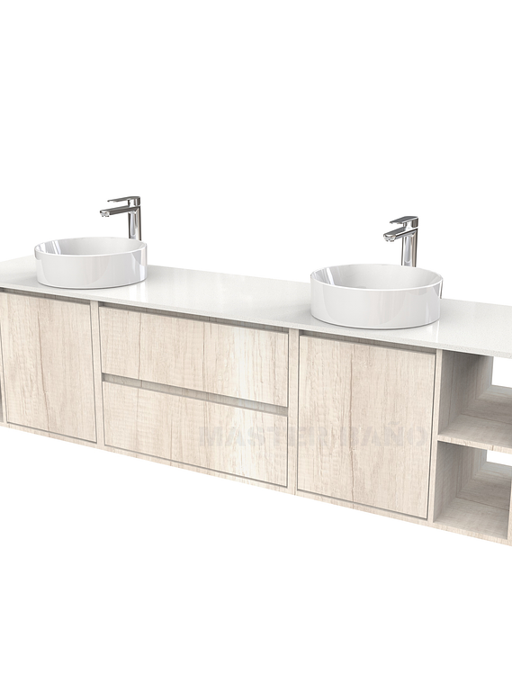 Mueble Vanitorio aereo para lavamanos sobreponer doble  de 200cm / M3-2034 -SPD / Toscana 1