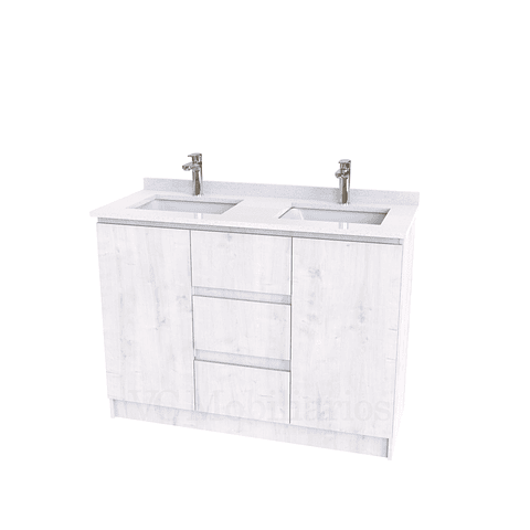 Mueble vanitorio Doble al piso con cubierta de cuarzo  de 120 cm /  M2-1234 -D / Alaska