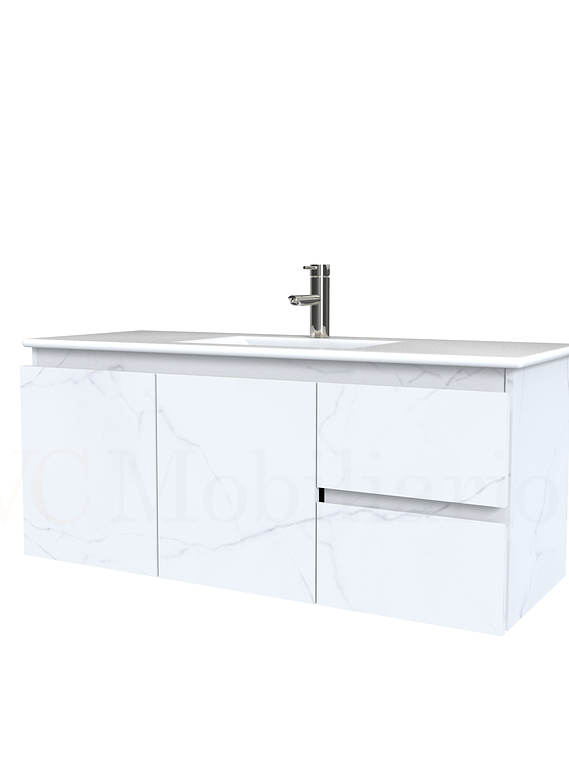 Mueble vanitorio aereo con cubierta de loza de 120 cm / M2-1201-A / Marmara 1