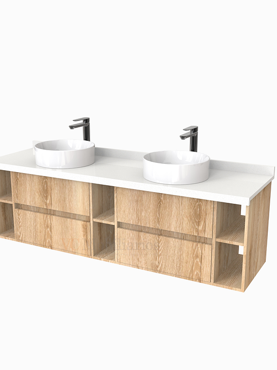 Mueble Vanitorio  para lavamanos sobreponer Doble de 170 cm M5-1730-SPA / Cava 1