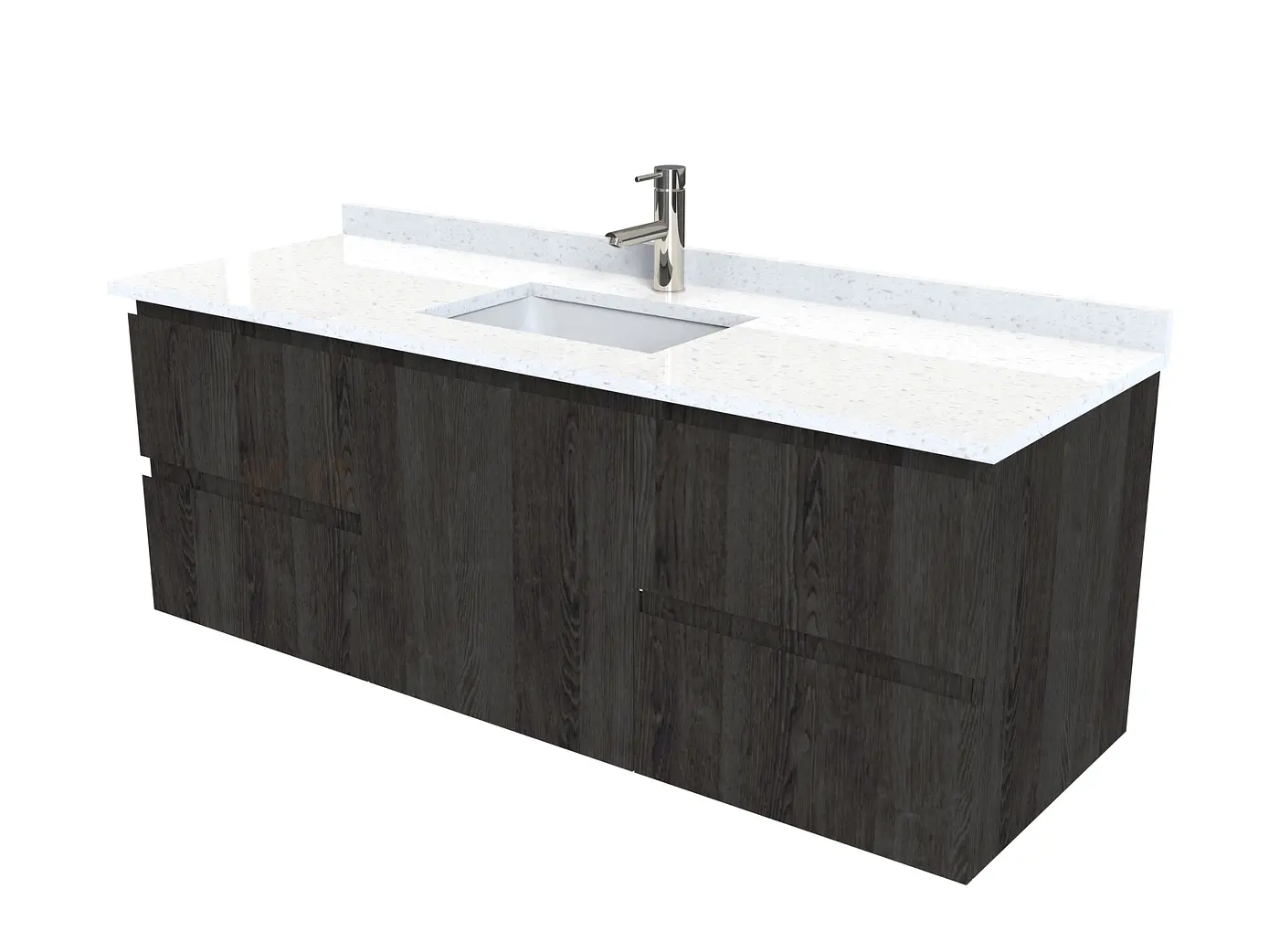 Mueble vanitorio aereo de 150 cm con cubierta de cuarzo / M2-1538-A / Espresso 1