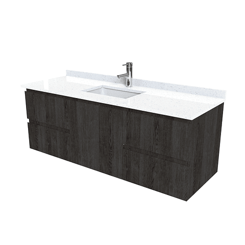 Mueble vanitorio aereo de 150 cm con cubierta de cuarzo / M2-1538-A / Espresso