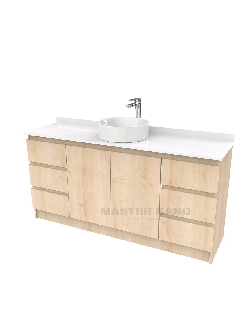 Mueble Vanitorio al piso para lavamanos sobreponer simple de 170 cm M2-1730-SPA / Rustico 1